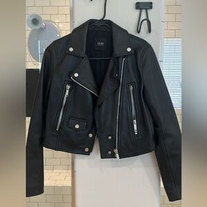 Sleek Black Leather Biker Jacket